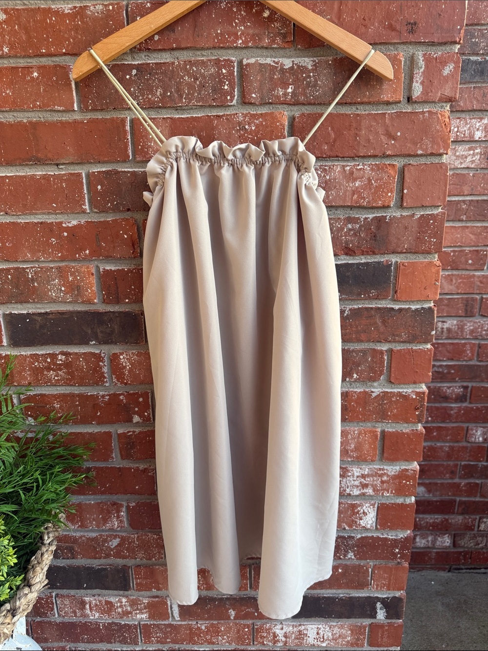 SHEIN Light Tan Short Babydoll Dress